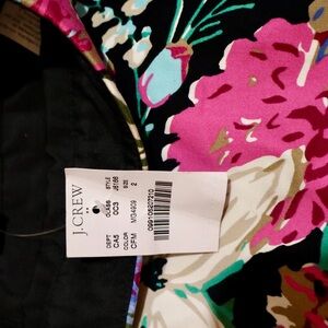 J. Crew Black skirt with Vibrant Floral Design